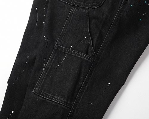 High Street Jeans Homme Droit avec le design imprimé et un léger éclair dans le lavage sombre