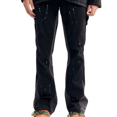 High Street Jeans Homme Droit avec le design imprimé et un léger éclair dans le lavage sombre