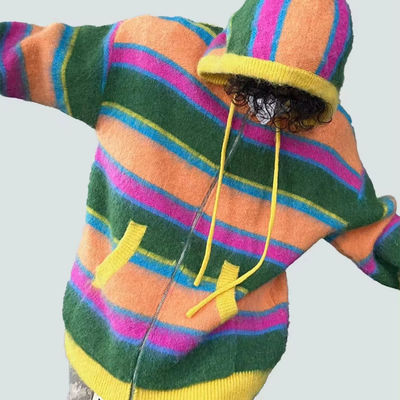 Designs Homme Casual rayé Fermeture à glissière Capuche Tricoté Cardigan pull par XMAMLON RTS