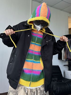 Designs Homme Casual rayé Fermeture à glissière Capuche Tricoté Cardigan pull par XMAMLON RTS