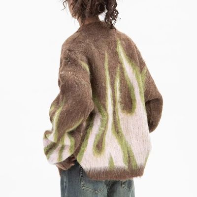 Tissu tricoté à l'ordinateur Flame d'hiver Jacquard V-col Sweater pour hommes pour un confort décontracté
