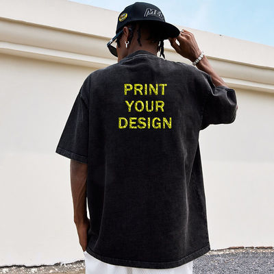 T-shirts à col rond Vintage 100% coton lavage plus taille T-shirts pour hommes Impression