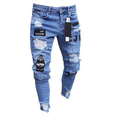 Jeans minces pour hommes sur mesure avec poches décoratives