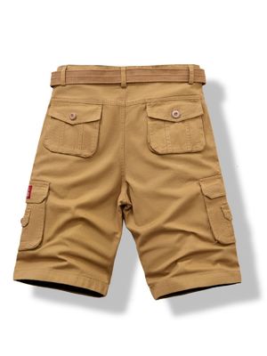 Shorts de bagages pour hommes en coton épais en forme libre avec commodité multi-poches