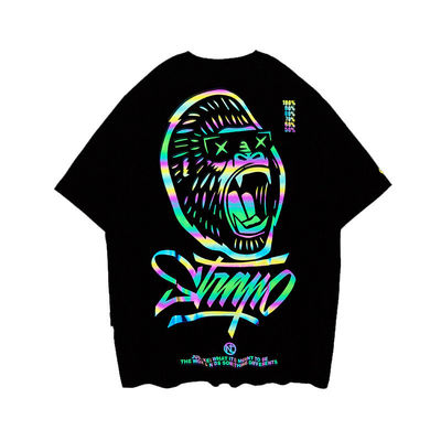Logo personnalisé T-shirt à fluorescence réfléchissante UV pour hommes plus grande taille