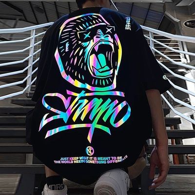 Logo personnalisé T-shirt à fluorescence réfléchissante UV pour hommes plus grande taille