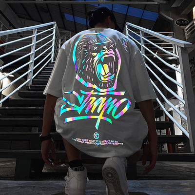 Logo personnalisé T-shirt à fluorescence réfléchissante UV pour hommes plus grande taille