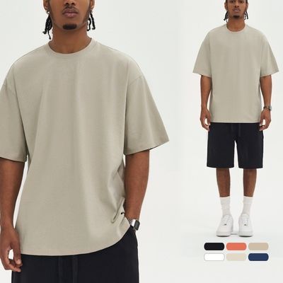 220G T-shirt pour hommes en coton 100% surdimensionné pour vêtements de rue vintage