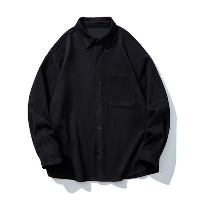 Chemise à manches longues de couleur solide de chameau d'hiver 2023 pour hommes avec poches et style large