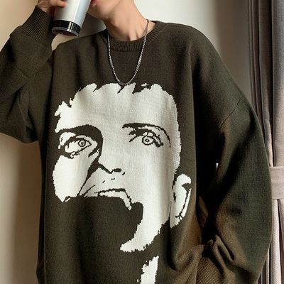 Pull-over d'automne en laine standard pull-over pour hommes dessin animé à couture tricoté