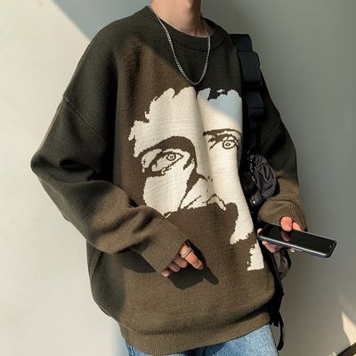 Pull-over d'automne en laine standard pull-over pour hommes dessin animé à couture tricoté