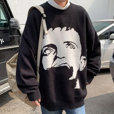 Pull-over d'automne en laine standard pull-over pour hommes dessin animé à couture tricoté
