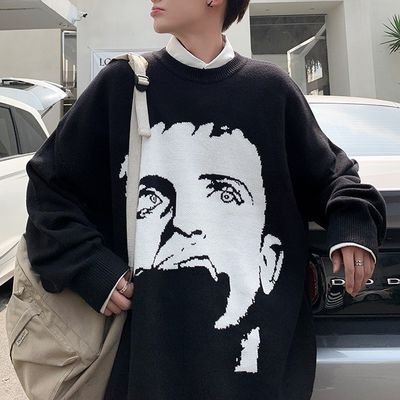 Pull-over d'automne en laine standard pull-over pour hommes dessin animé à couture tricoté