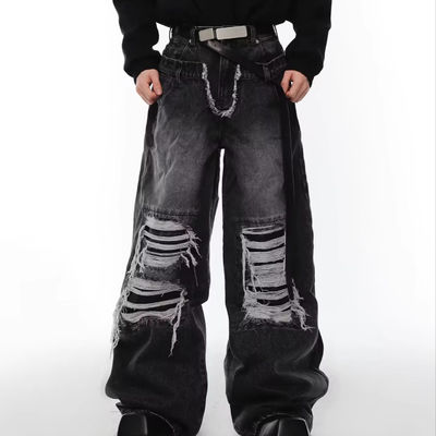 Hip Hop pour hommes double taille Jeans en denim empilés Pantalon en stock