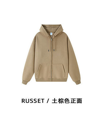 Logo personnalisé 350G Sweatshirts épais en coton avec fermeture à glissière Manches régulières et poids du tissu