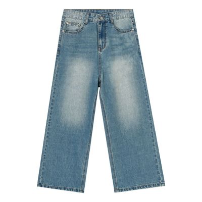 tissé Polyester/Cotton Jeans bleu droit pour hommes avec impression numérique