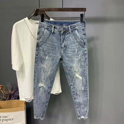 PANTALONNES D'HOMME LAVÉES Jeans Pantalons minces pour hommes coupés Produits en stock