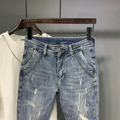 PANTALONNES D'HOMME LAVÉES Jeans Pantalons minces pour hommes coupés Produits en stock