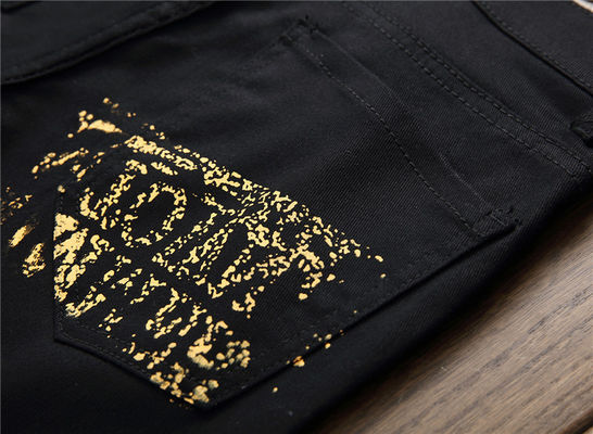 Modèle de logo d'hiver Impression numérique Jeans masculin Jeans de soirée Club noir blanc Jeans de créateur Hommes