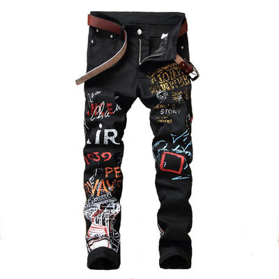 Modèle de logo d'hiver Impression numérique Jeans masculin Jeans de soirée Club noir blanc Jeans de créateur Hommes
