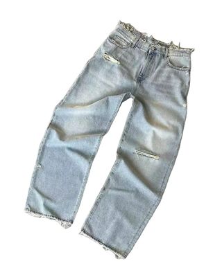 Pantalons à jantes larges sur mesure taille moyenne Denim Baggy Tears Jeans Femmes Plus taille Pantalon pour hommes