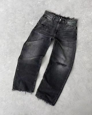 Pantalons à jantes larges sur mesure taille moyenne Denim Baggy Tears Jeans Femmes Plus taille Pantalon pour hommes