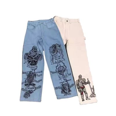 Design RTS Jeans en denim à la poche pour hommes et femmes Jeans de petit ami à l'allure droite
