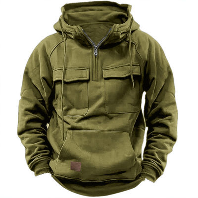 Couleur solide Pullover masculin avec capuchon Sweatshirt décontracté manteau pour l'automne et l'hiver R