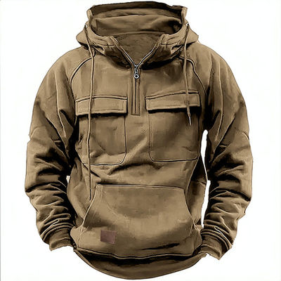 Couleur solide Pullover masculin avec capuchon Sweatshirt décontracté manteau pour l'automne et l'hiver R
