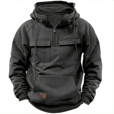 Couleur solide Pullover masculin avec capuchon Sweatshirt décontracté manteau pour l'automne et l'hiver R