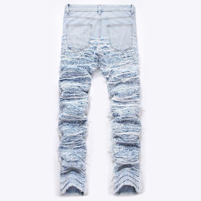 Méditerranée Détruit Jeans à jambes droites en denim lavé Pantalon pour homme