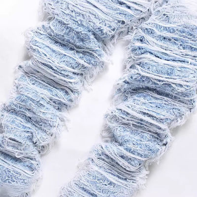 Méditerranée Détruit Jeans à jambes droites en denim lavé Pantalon pour homme