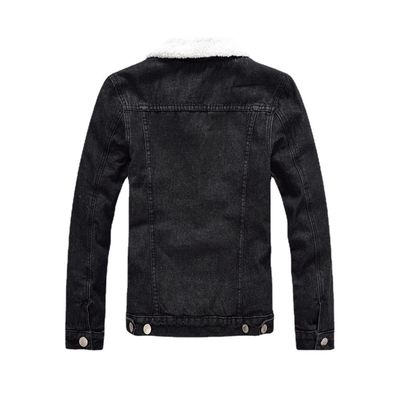 Vêtement à capuche en velours pour hommes, manteau denim hiver plus taille noir, mince, épais, en laine d'agneau