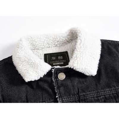 Vêtement à capuche en velours pour hommes, manteau denim hiver plus taille noir, mince, épais, en laine d'agneau