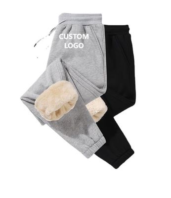 Style décontracté cordes de traction taille hivernale épaisse sherpa laine joggers pour hommes sweatpants