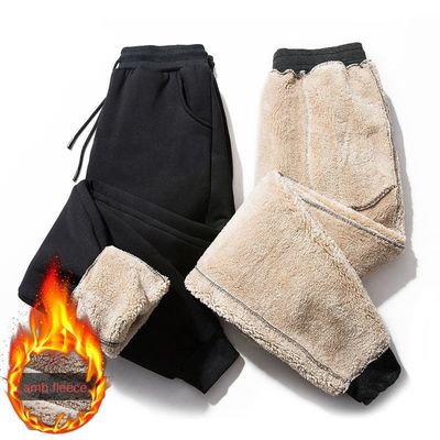 Style décontracté cordes de traction taille hivernale épaisse sherpa laine joggers pour hommes sweatpants