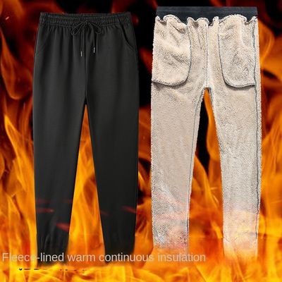 Style décontracté cordes de traction taille hivernale épaisse sherpa laine joggers pour hommes sweatpants