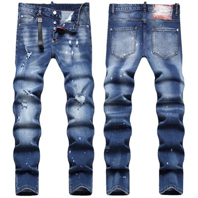 Jeans à la taille légère et à la taille moyenne pour hommes avec autocollants à imprimerie numérique