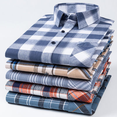 Plus taille chemises d'affaires en coton 100% avec col plat et manches longues.