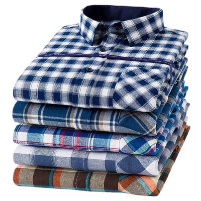 Plus taille chemises d'affaires en coton 100% avec col plat et manches longues.
