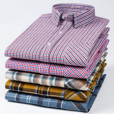 Plus taille chemises d'affaires en coton 100% avec col plat et manches longues.