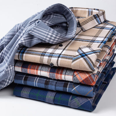 Plus taille chemises d'affaires en coton 100% avec col plat et manches longues.