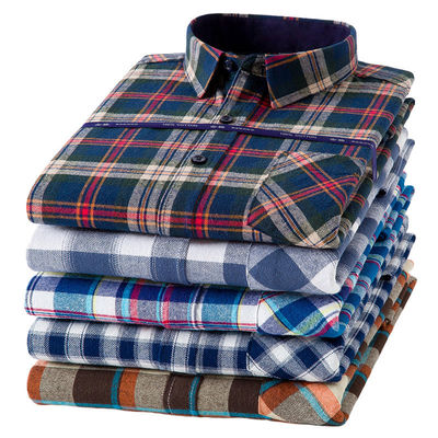 Plus taille chemises d'affaires en coton 100% avec col plat et manches longues.
