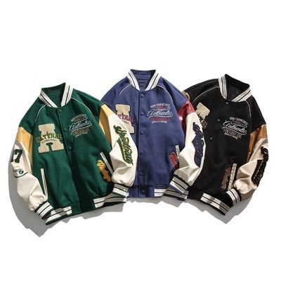Vintage en crochet créatif lettre broderie Stand Collier Costume de baseball pour veste d'homme