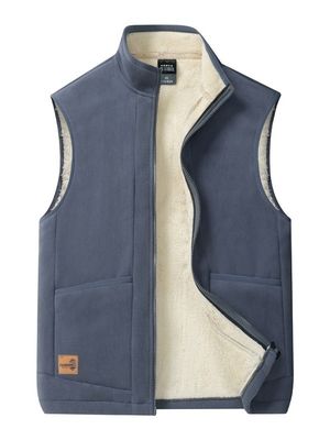 Veste de mode masculine décontractée de grande taille avec doublure de laine et collier de support