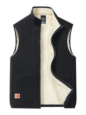 Veste de mode masculine décontractée de grande taille avec doublure de laine et collier de support