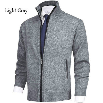 Saison du printemps Collier en lapel Pull-over en tricot pour homme Grand taille Cardigan de mode Fermeture à glissière