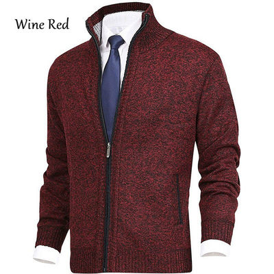 Saison du printemps Collier en lapel Pull-over en tricot pour homme Grand taille Cardigan de mode Fermeture à glissière