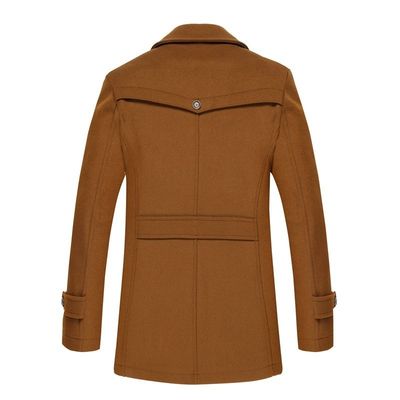 Collier à double couche manteau en laine pour homme avec tissu en laine tissé et décoration vintage