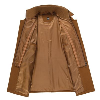 Collier à double couche manteau en laine pour homme avec tissu en laine tissé et décoration vintage